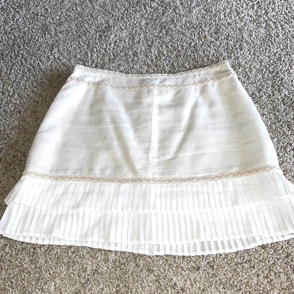 Off White Canvas Skirt with Ruffles